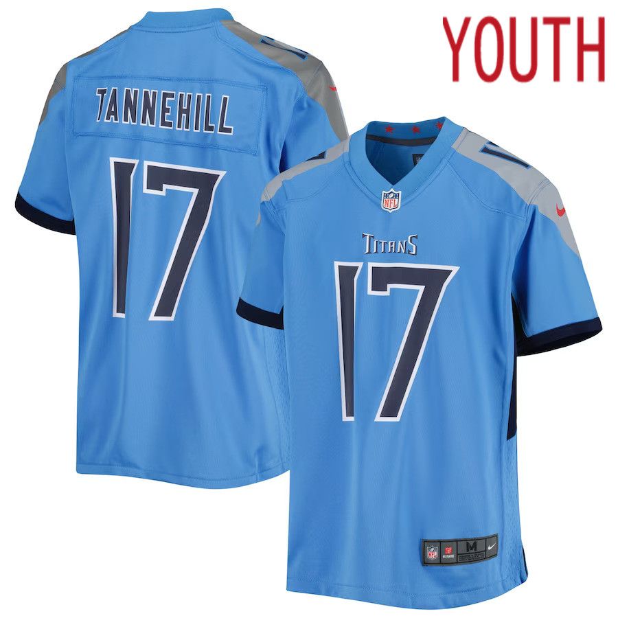 Youth Tennessee Titans 17 Ryan Tannehill Nike Light Blue Game NFL Jersey